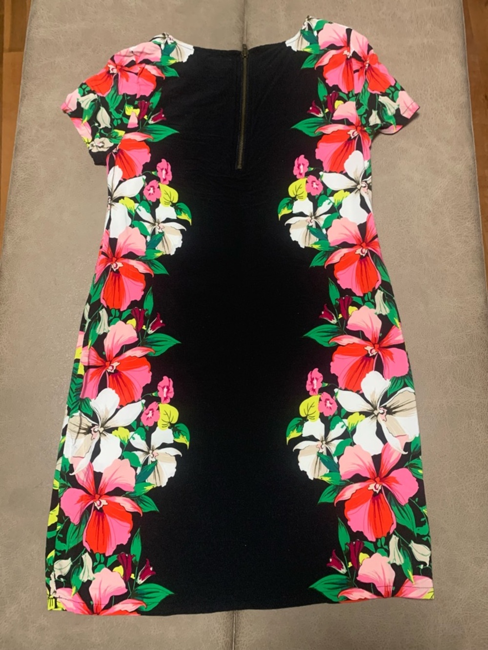 Old Navy Women Soft Black Tropical Floral Print Short Sleeve Shift Dress Size XS - Picture 6 of 8